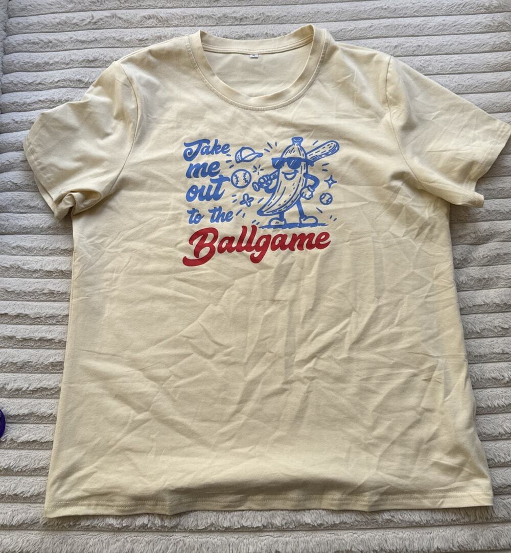 Ladies Take Me Out To The Ball Game Tee Size XL Spandex Material NWOT